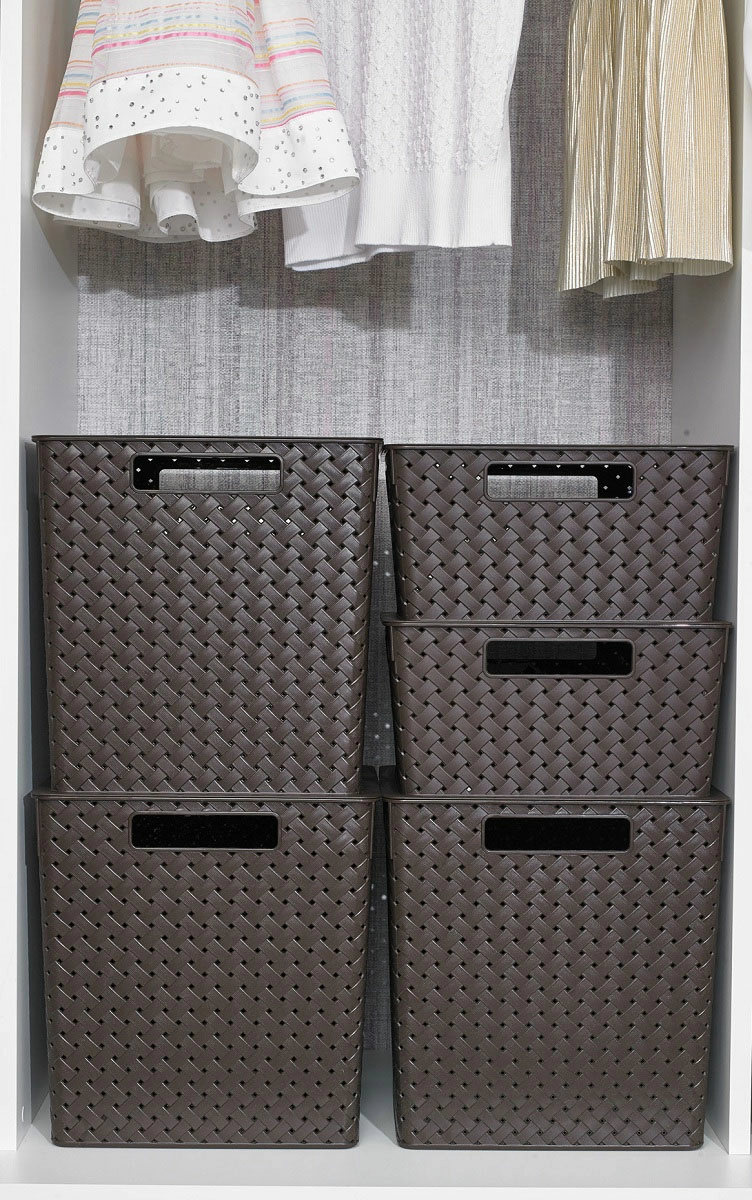 Коробка для хранения квадратная Виолет Береста с крышкой 11л 294x294x151, венге фото 3