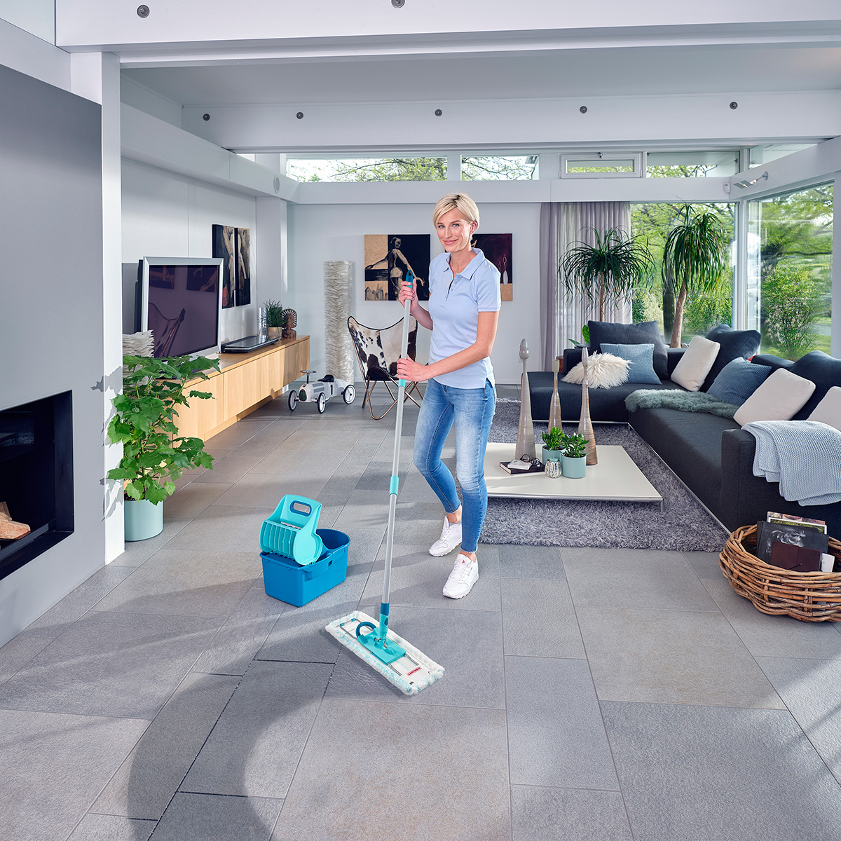 Набор для влажной уборки Leifheit Profi Compact: ведро с прессом для отжима и швабра фото 4